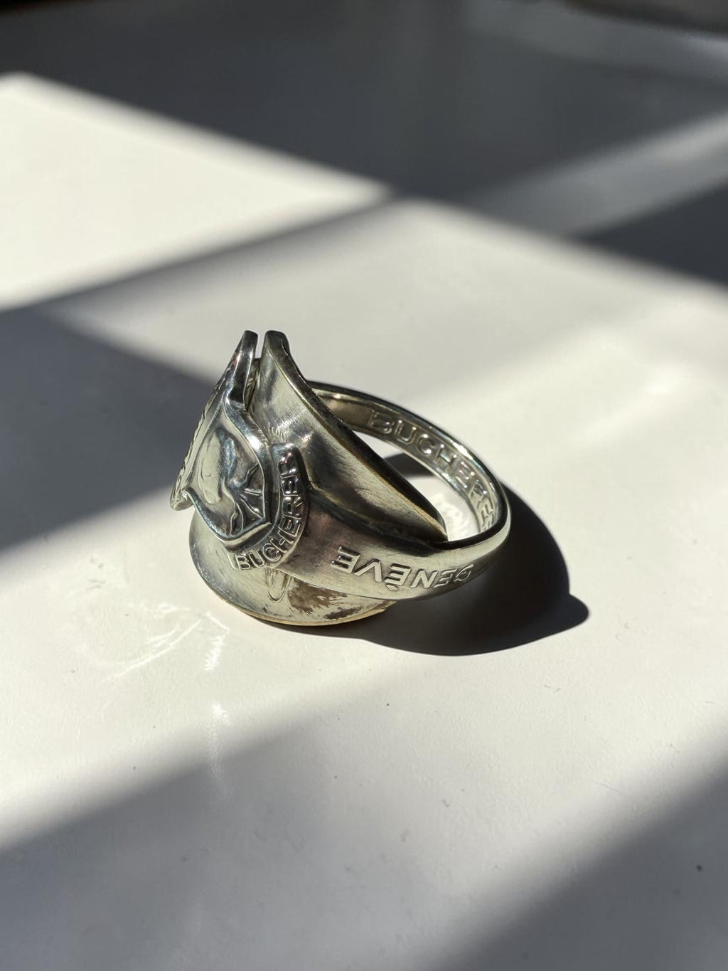 Verzilverde vintage Rolex ring