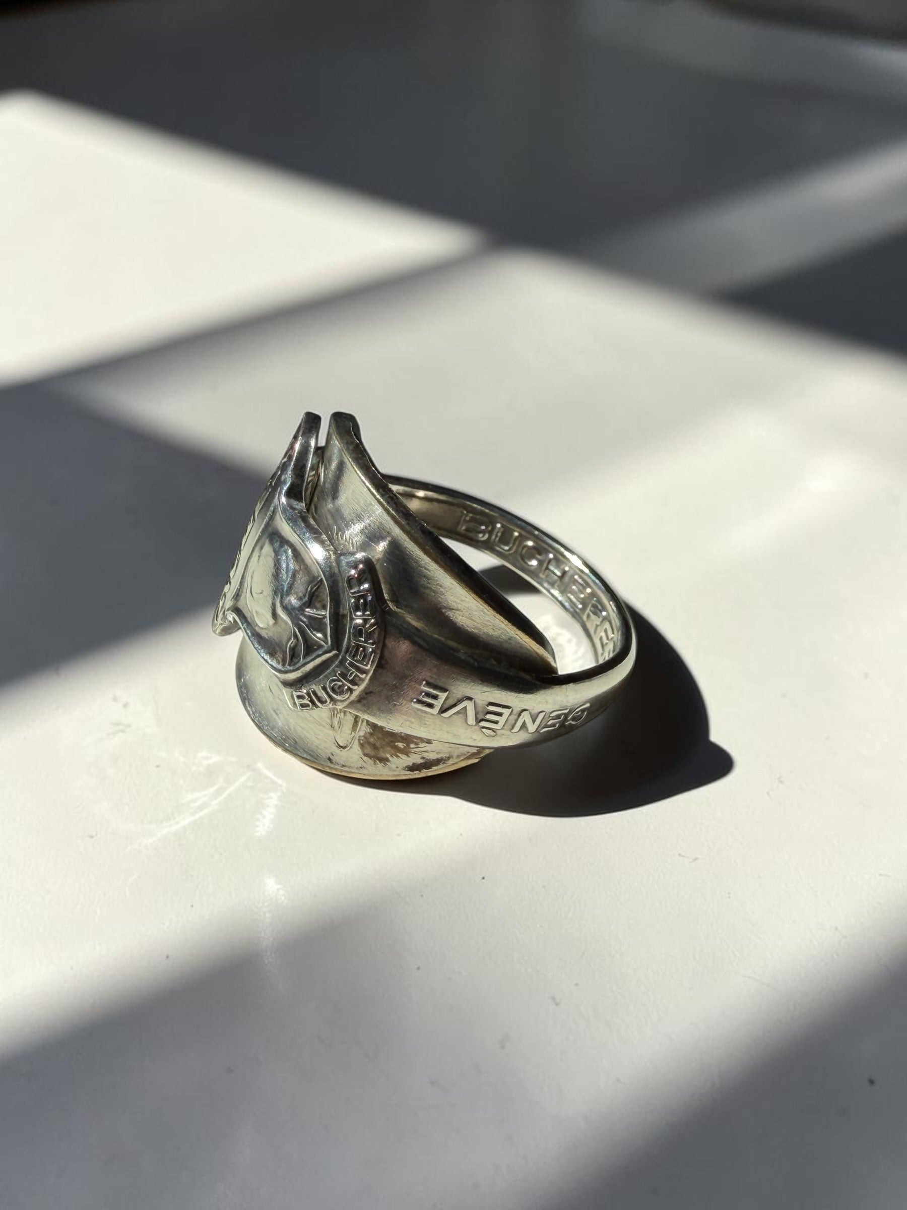 Verzilverde vintage Rolex ring